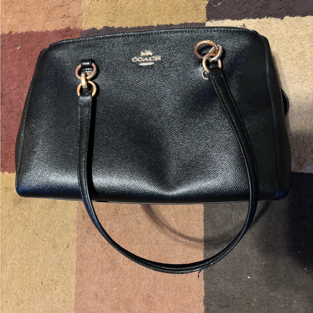 Coach Black Textured Leather Shoulder Bag